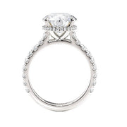 MICHAEL M 18K White Gold Round Diamond Side Stone and Hidden Halo Engagement Ring